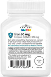 21st Century Iron 65mg Supplement - 120 Tablets - Energy & Red Blood Cell Support