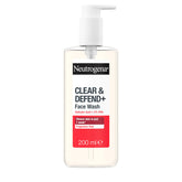 Neutrogena Clear & Defend+ Face Wash - Purifying Facial Wash for Acne-Prone Skin with Salicylic Acid and AHA/PHA - 200ml