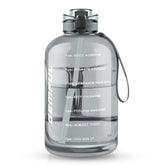 GEMFUL 3 Liter Motivational Water Bottle with Time Markings - BPA Free Large Reusable Jug with Straw, Leak-Proof Handle - Grey