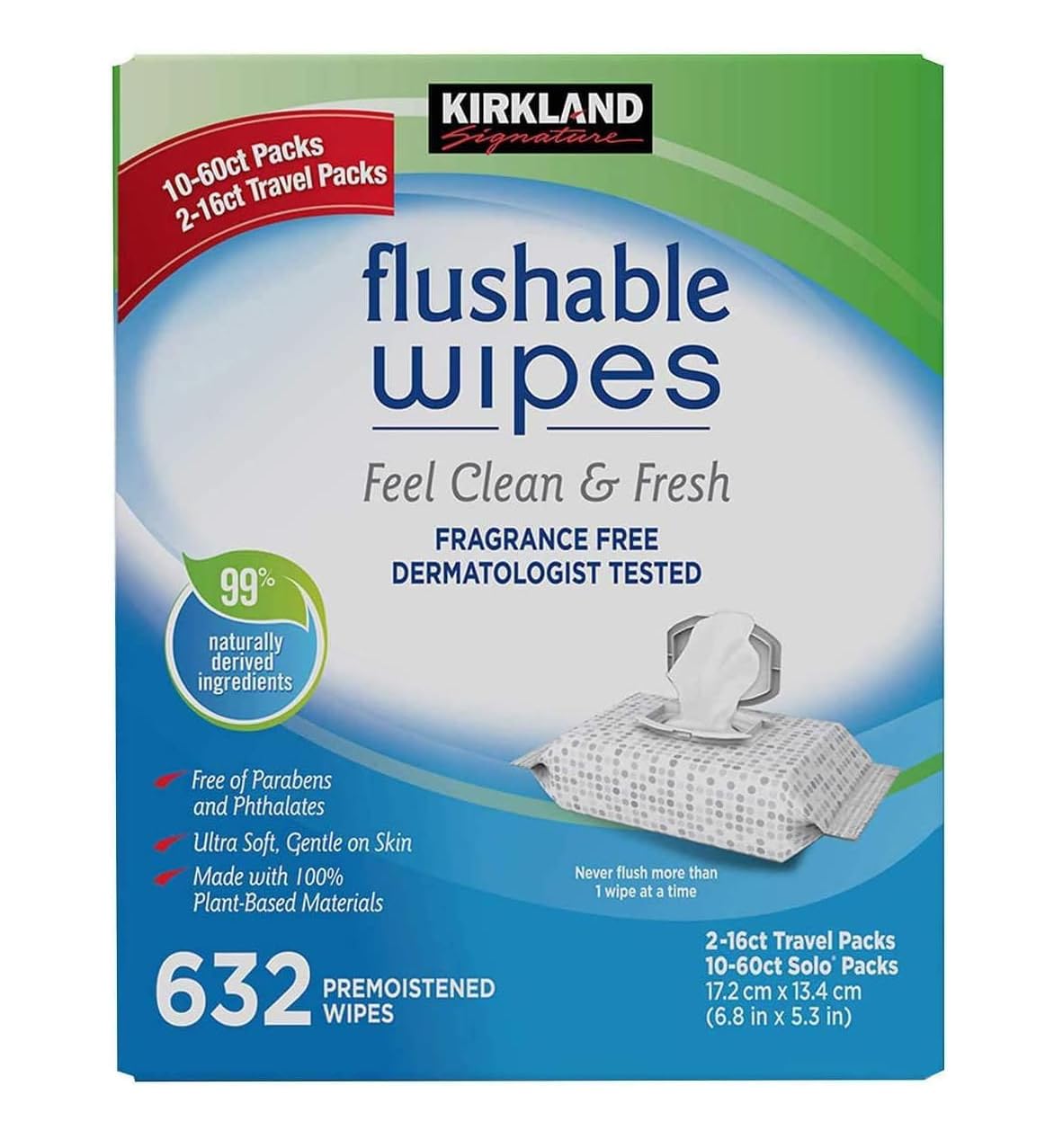 Kirkland Signature Flushable Moist Wipes, 632 Count – Ultra-Soft Hypoallergenic for Ultimate Freshness