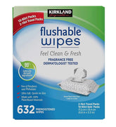 Kirkland Signature Flushable Moist Wipes, 632 Count – Ultra-Soft Hypoallergenic for Ultimate Freshness