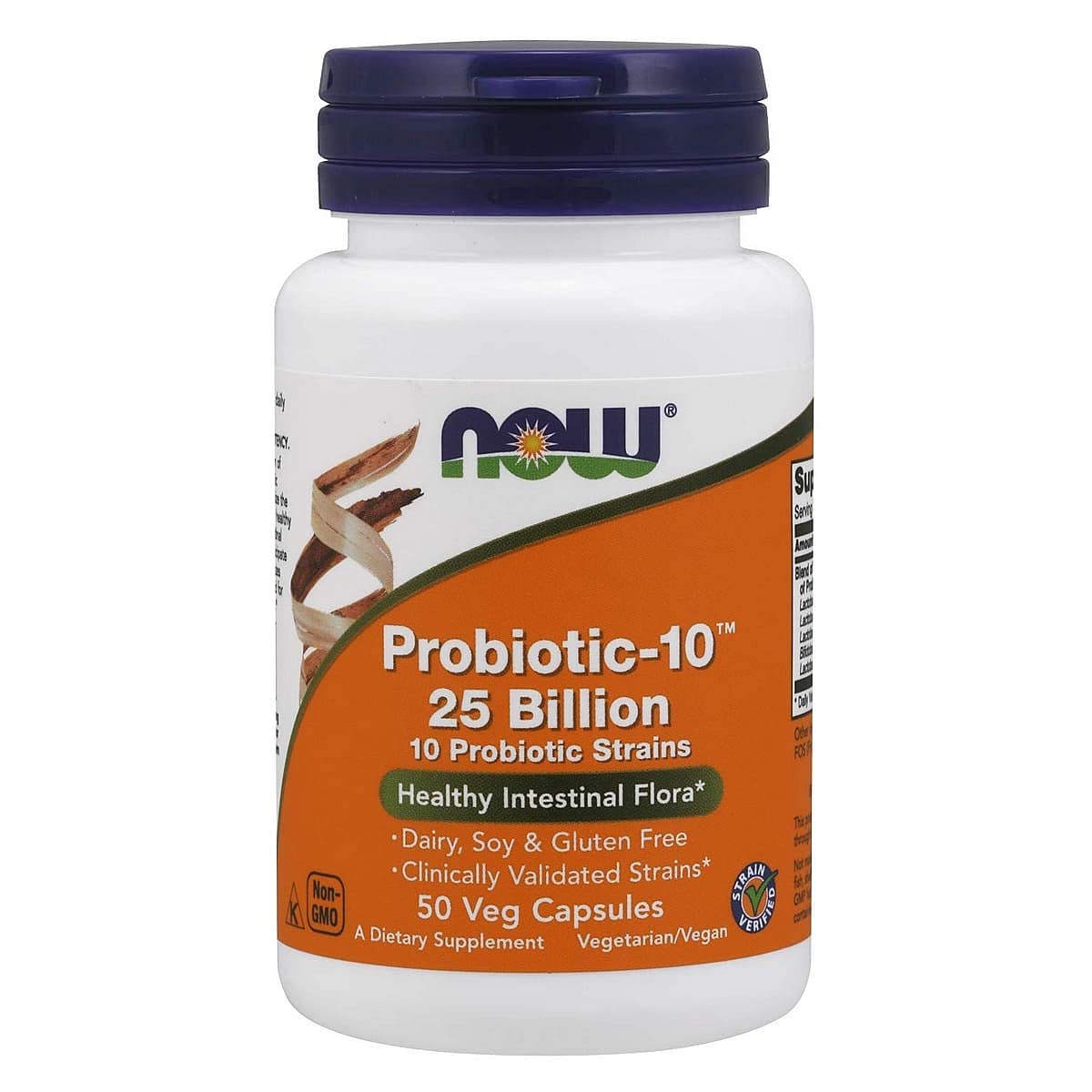 NOW Probiotic-10 25 Billion CFU - 50 Veggie Capsules for Gut Health
