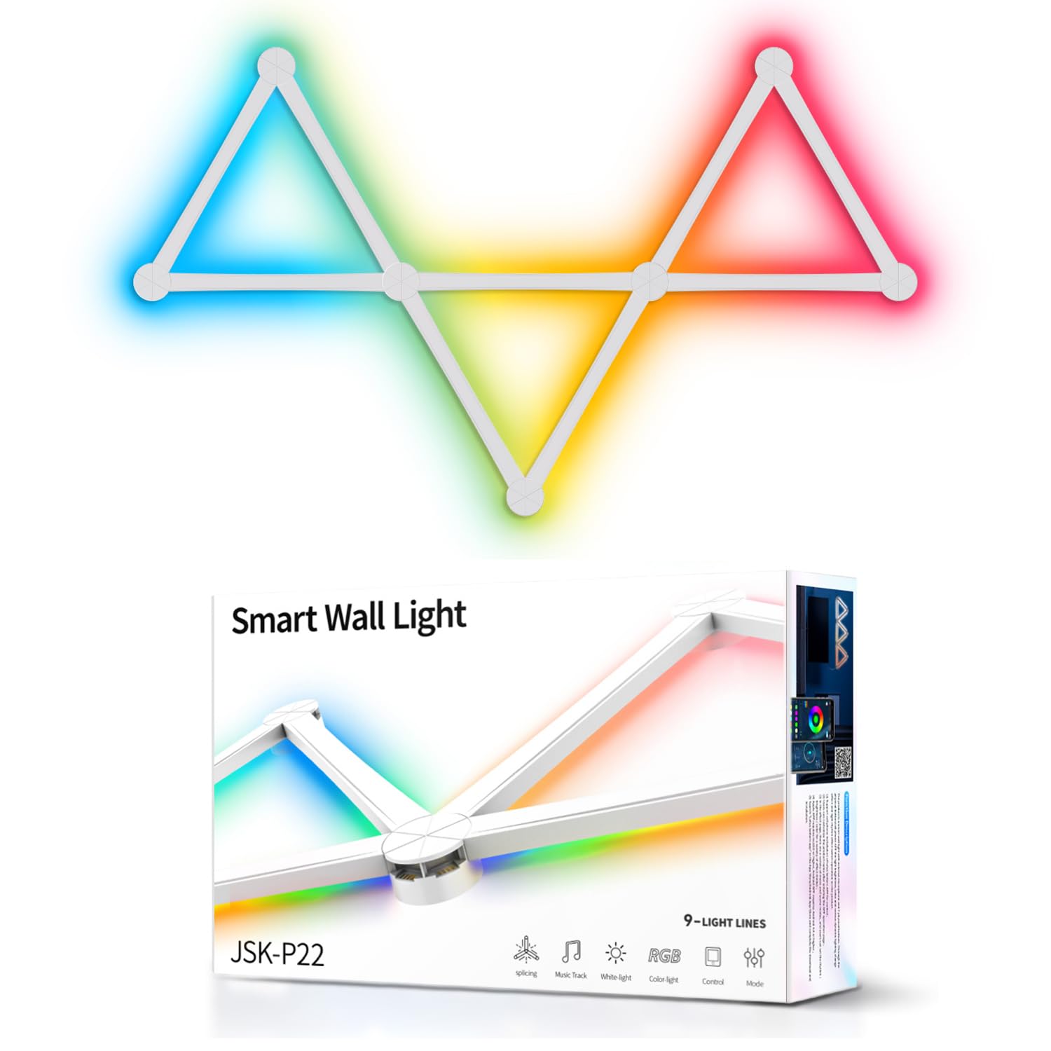 9-Piece Smart Bluetooth RGB LED Modular Wall Light Panels