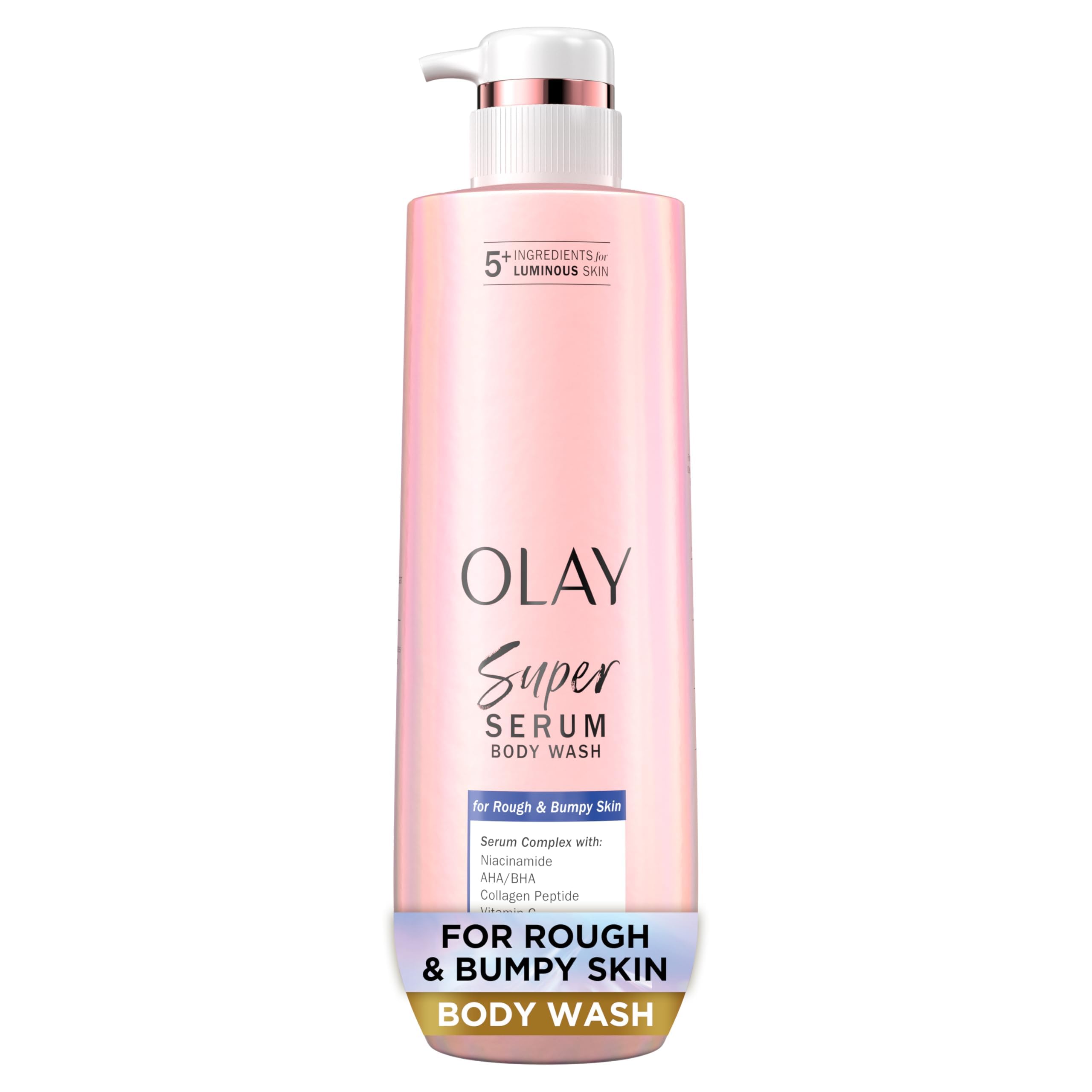 Olay Super Serum Body Wash for Rough & Bumpy Skin - Hydrating & Renewing with Exfoliating Minerals - 18.5 fl oz