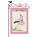 KUOAICY 'It's a Girl' Flamingo & Pink Stork Garden Flag (12.5 x 18 in) Burlap Decor