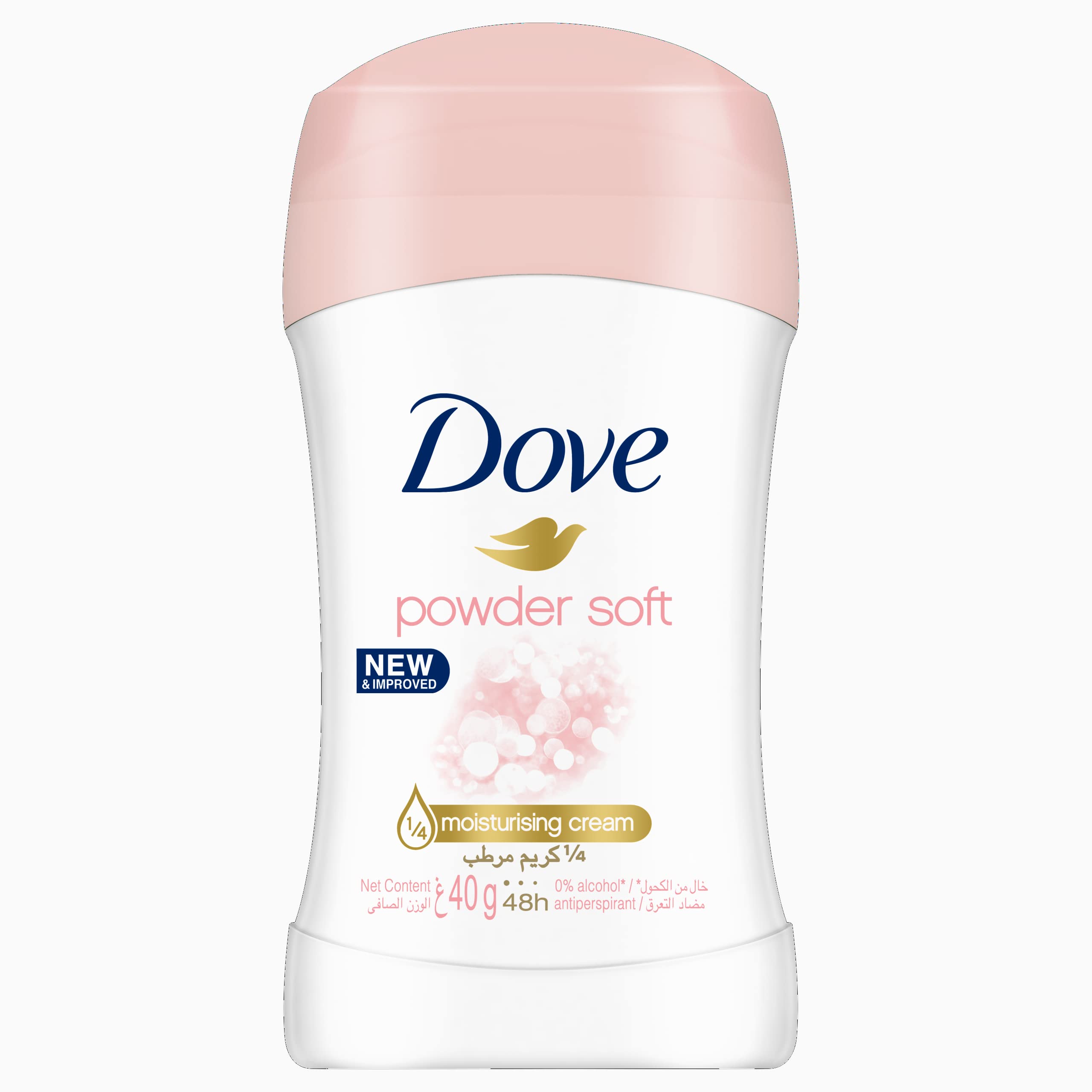 Dove Women Antiperspirant Deodorant Stick - 48H Protection, Powder Soft, Alcohol-Free - 40g