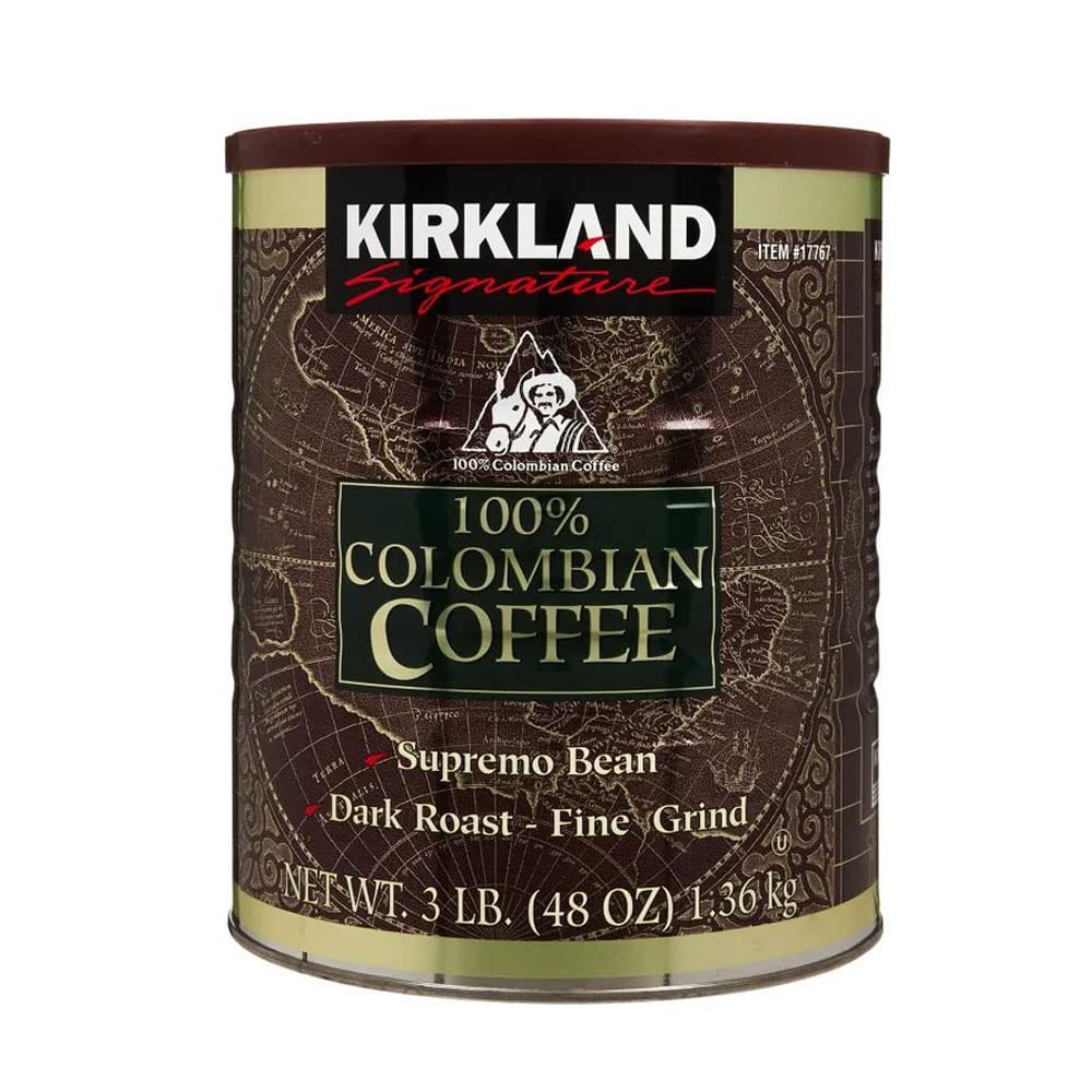 Premium Kirkland Signature Colombian Fine Grind Coffee Beans - 3lb (1.36kg) Bag