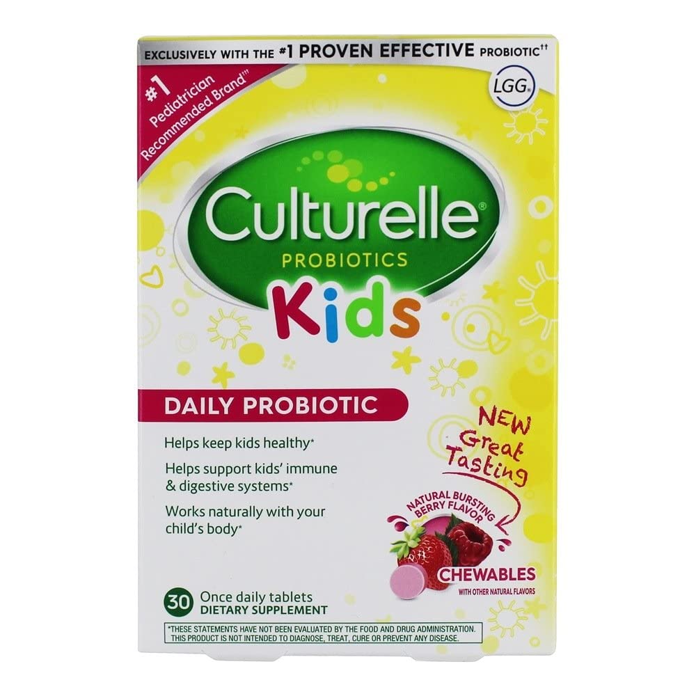 Culturelle Kids Probiotics Chewables - Natural Bursting Berry Flavor - 30 Tablets
