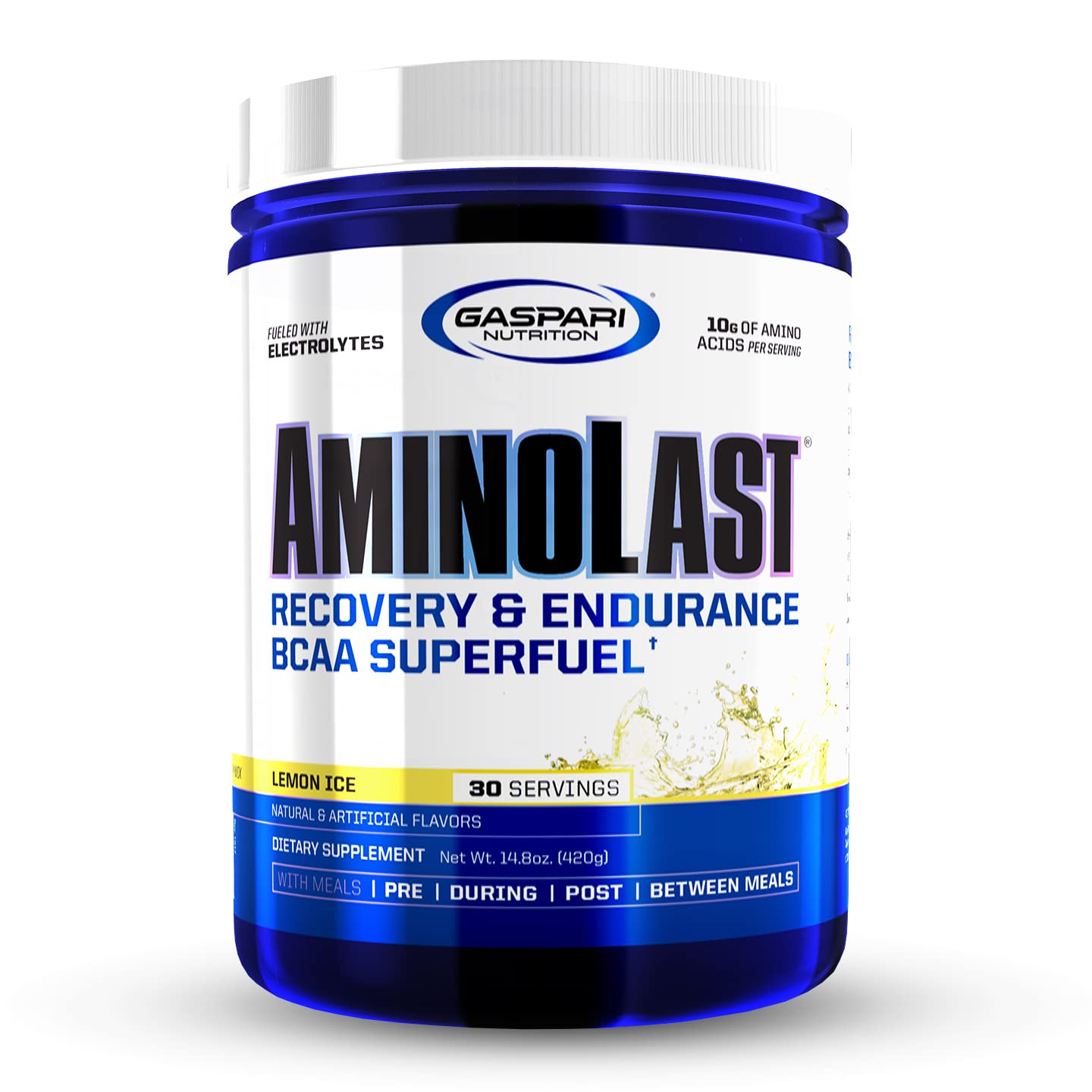 Gaspari Nutrition Aminolast Recovery & Endurance BCAA Superfuel Lemon Ice 14.8 oz (420 g) - BCAA Recovery Formula