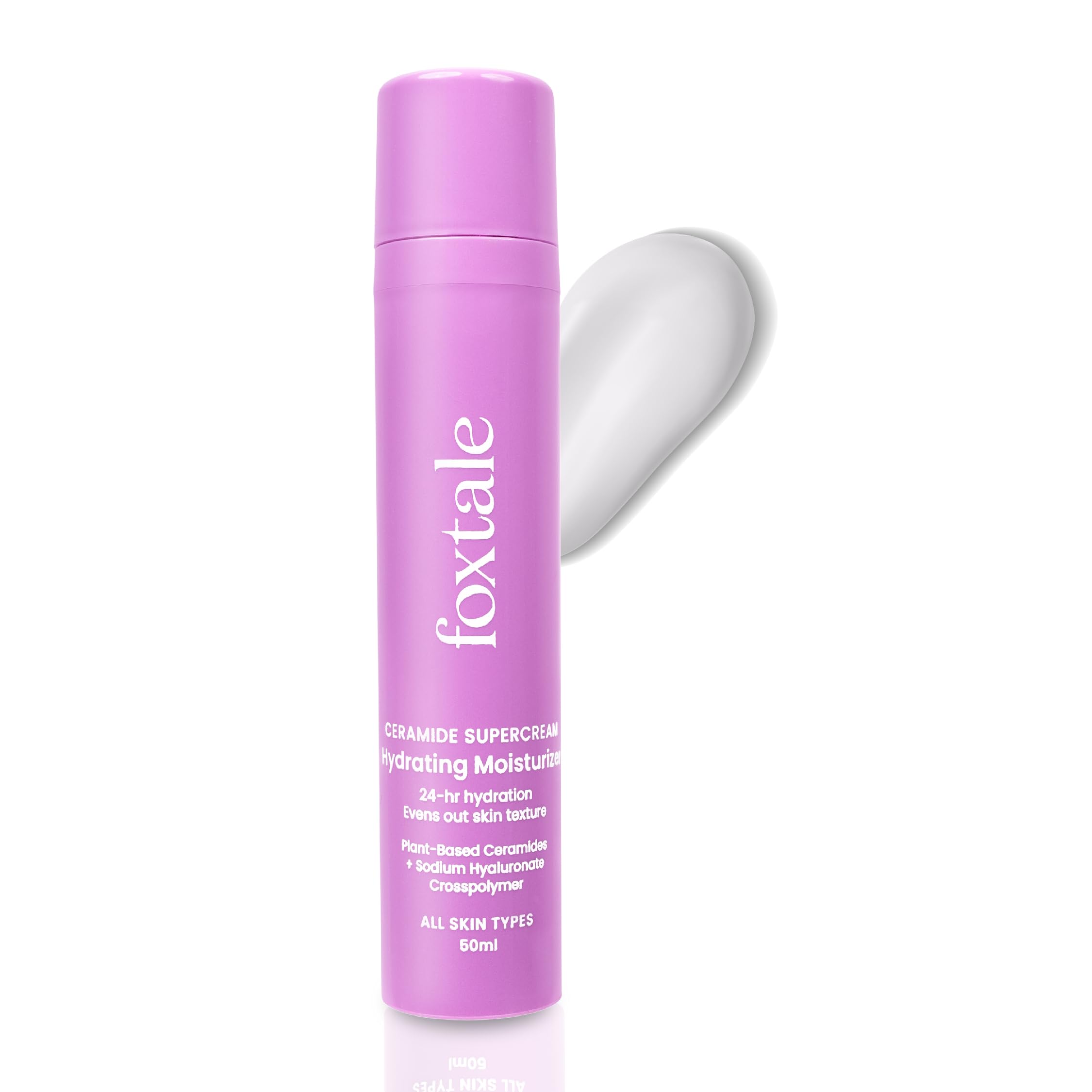 Foxtale 5x Hydrating Ceramide Moisturizer - Micro Hyaluronic Acid & 3 Ceramides - Lightweight & Fast Absorbing - 50ml