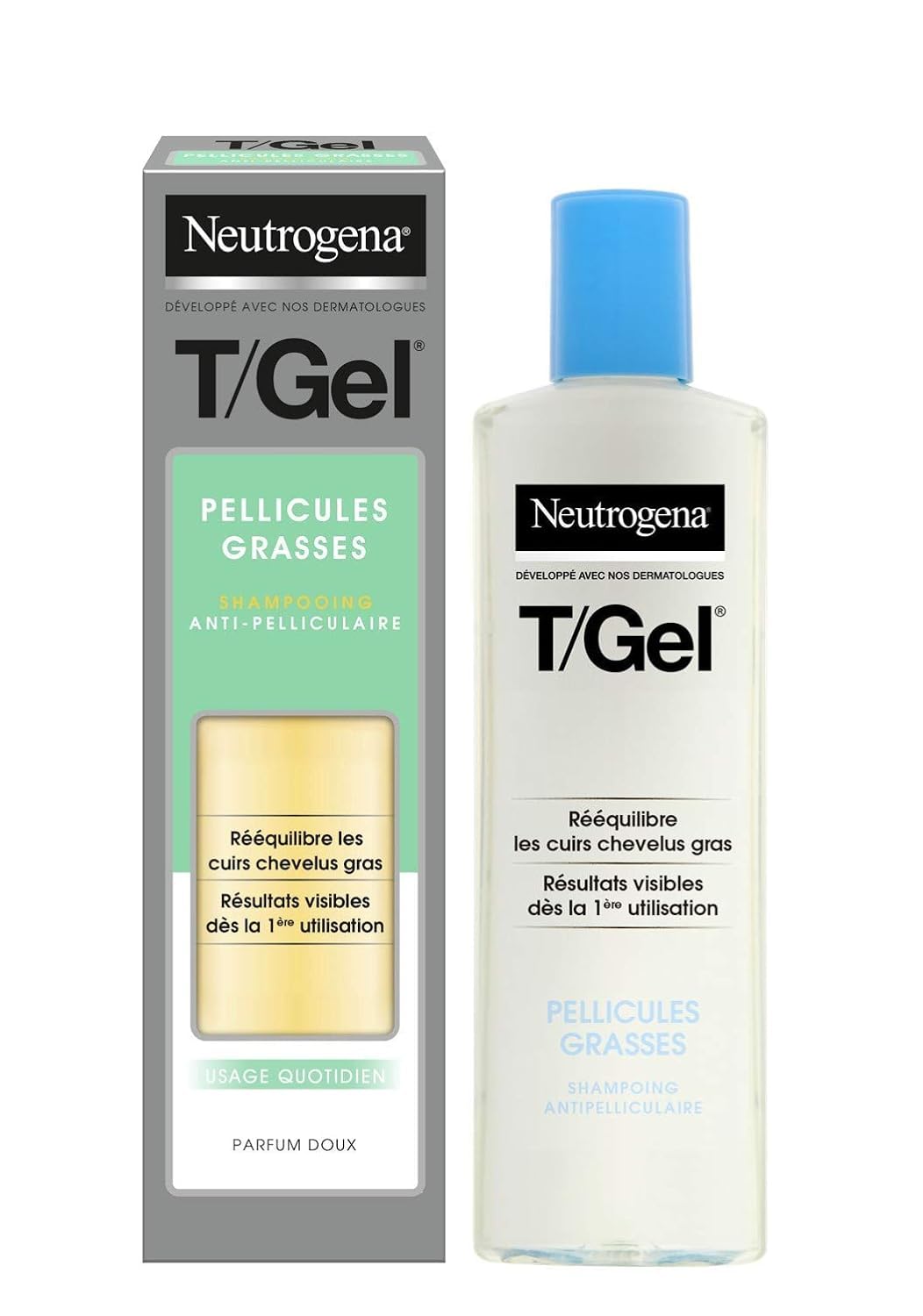 Neutrogena T/Gel Oily Hair Shampoo - Anti-Dandruff Shampoo with Salicylic Acid & Piroctone Oamine - 250ml