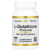 California Gold Nutrition L-Glutathione 500mg - 30 Veggie Capsules for Detox & Immunity