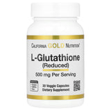 California Gold Nutrition L-Glutathione 500mg - 30 Veggie Capsules for Detox & Immunity