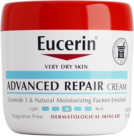 Eucerin Advanced Repair Cream, fragrance-free, 48-hour hydration, 16 oz