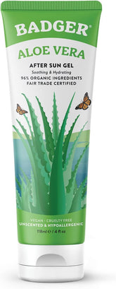 Badger Organic Aloe Vera Gel - Soothing Relief for Sunburn & Dry Skin