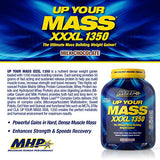 MHP Up Your Mass XXXL 1350 Mass Gainer - Milk Chocolate Flavor, 6lb Tub for Rapid Muscle Gain