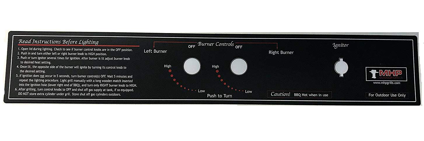 Modernhome MHP Gas Grill Control Panel - Black Label (20.75" x 3.125")