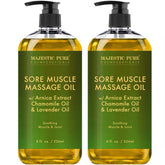 Majestic Pure Arnica Sore Muscle Massage Oil - Lavender & Chamomile - 8 Fl. Oz (Set of 2)