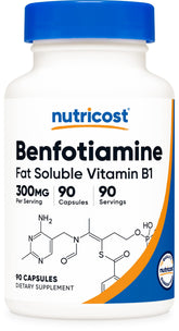 Nutricost Benfotiamine 300mg - 90 Capsules | Gluten-Free, Non-GMO, Vegetarian