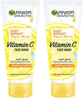 Garnier SkinActive Fast Bright Face Wash, Lemon Brightening, 2x100ml