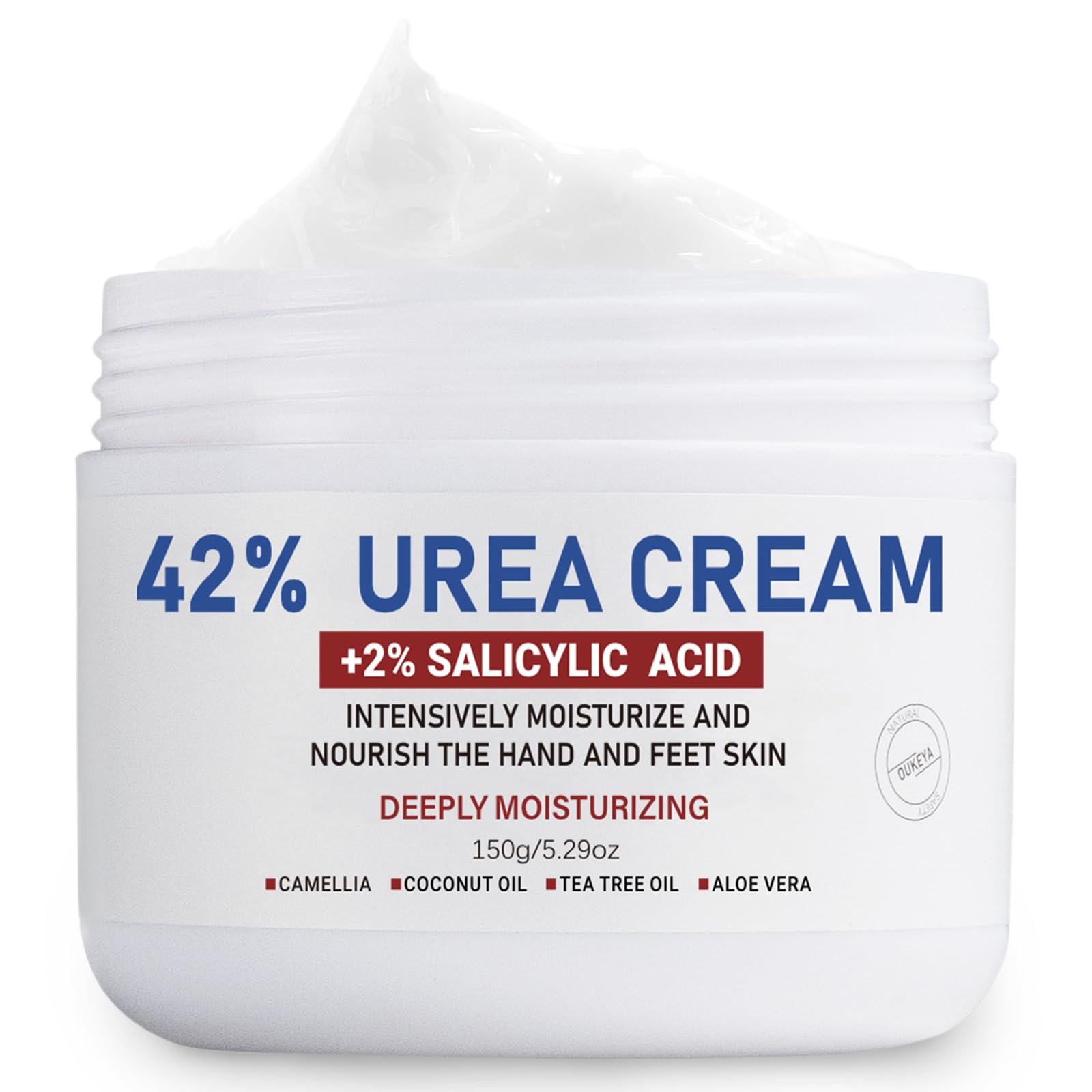 OUKEYA Urea Cream 42% + Salicylic Acid 2% - Deep Moisturizing for Dry Cracked Feet, Heels & Elbows - 50g