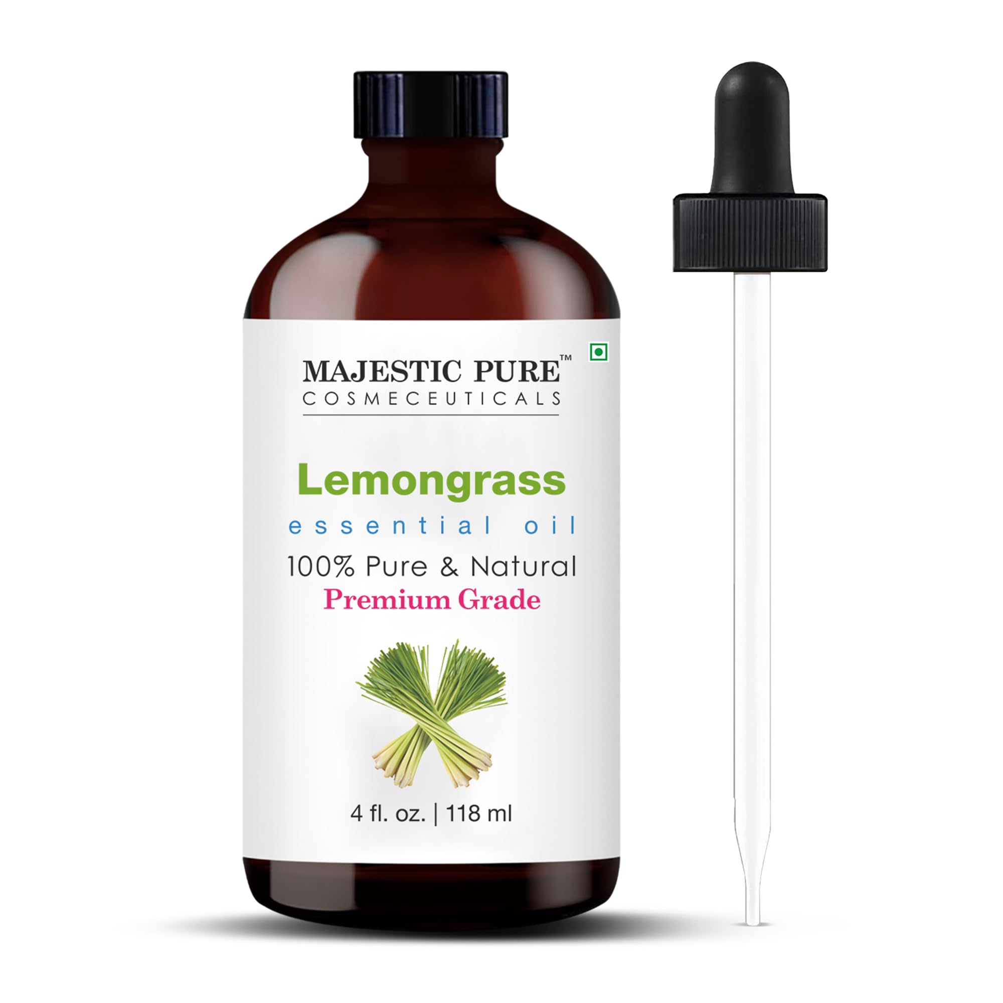 MAJESTIC PURE Lemongrass Essential Oil – 100% Pure & Natural, 4 fl oz for Diffusers, Aromatherapy, Massage & Skincare