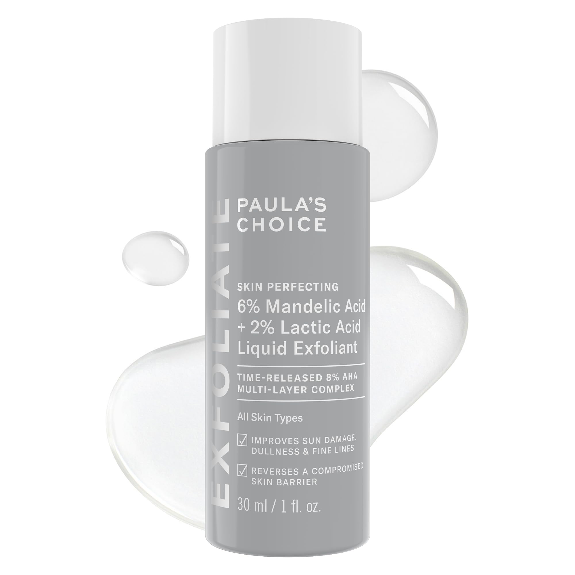 Paula's Choice 6% Mandelic Acid + 2% Lactic Acid Exfoliant - 30ml | Gentle Daily AHA Exfoliation for Sensitive Skin