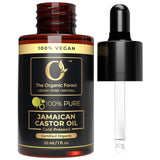 organic forest Black Jamaican Castor Oil 100% Pure Cold Pressed Unrefined - Best for Hair, Skin, Eyebrows & Eyelashes - Natural Vegan Formula