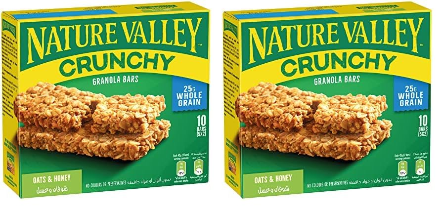 Nature Valley Oats and Honey Granola Bars, 42g x 10 (2 Packs of 5) - Wholesome Energy Boost