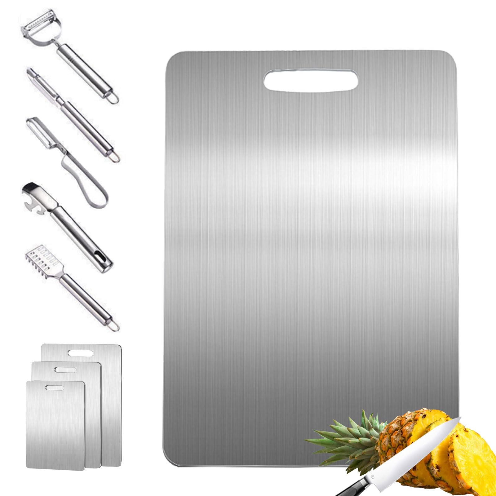100% Pure Titanium Cutting Board – Dishwasher Safe, Double-Sided, 18.1 x 11.8 Inches for Kitchen Use