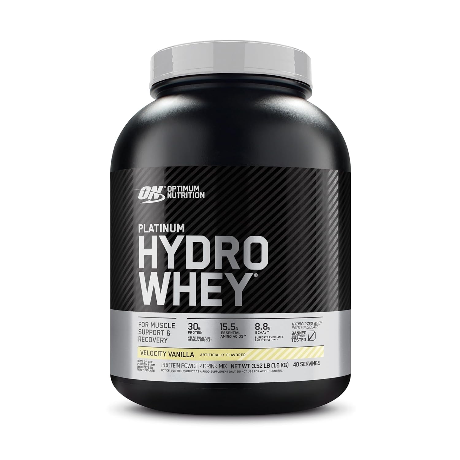 Optimum Nutrition Platinum Hydro Whey Isolate Protein Powder - Fast-Digesting Vanilla