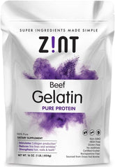 Zint Pure Beef Gelatin Powder - Unflavored Protein for Gut & Joint Support, 16oz
