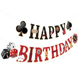 Casino Happy Birthday Banner - Poker Theme Party Decor for Las Vegas Nights