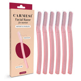 Carmesi Reusable Face Razor for Women - 6 Razors | Painless Hair Removal for Eyebrows, Upper Lip & Peach Fuzz | Dermaplaning Tool