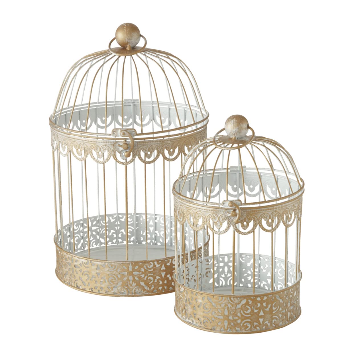 WHW Whole House Worlds Hamptons Romantic Gold Bird Cages Set of 2 - Decorative Table Top Centerpieces