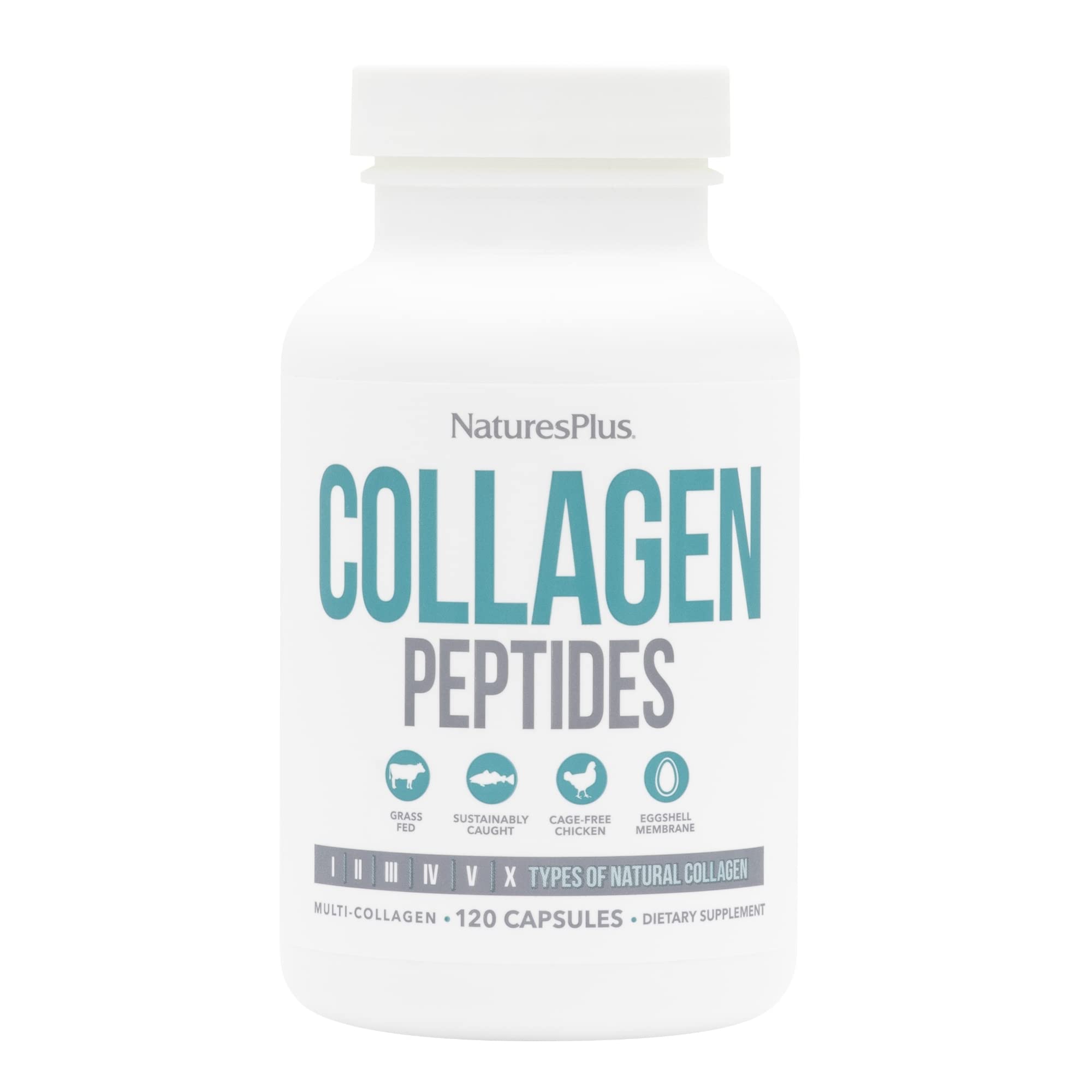 NaturesPlus Collagen Peptides - Comprehensive Multi-Sourced Formula, 120 Capsules