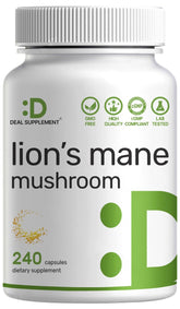 High-Potency Lion's Mane Mushroom Supplement 7,500mg - Brain Nootropic & Immune Booster
