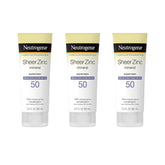 Neutrogena Mineral Sunscreen Sheer Zinc Oxide Dry-Touch Lotion SPF 50 - Water Resistant for Sensitive Skin (3 fl. oz, 3 Pack)