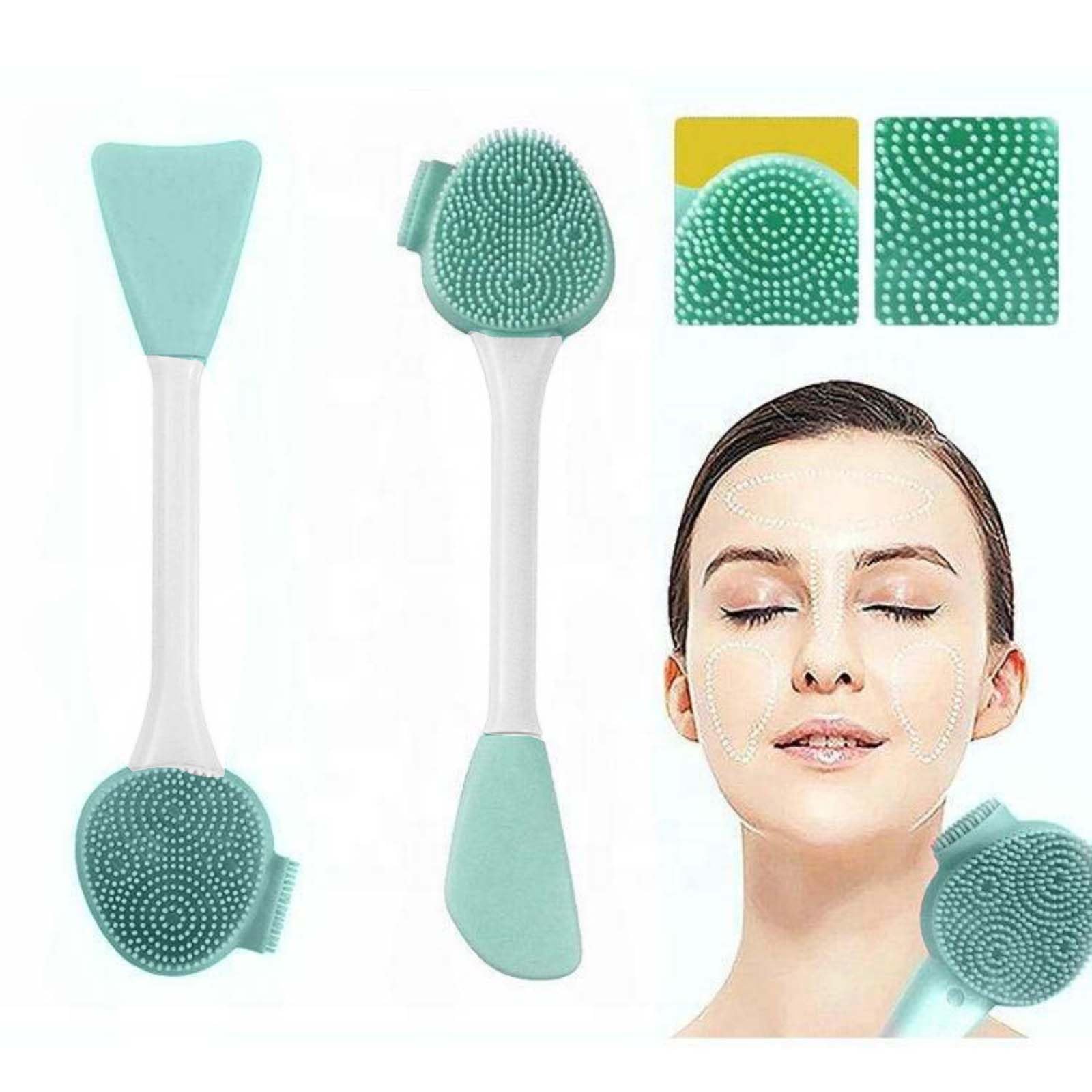 2PCS Silicone Facial Cleanser Tool - Double-Sided Massage & Soft Bristle Cleaning