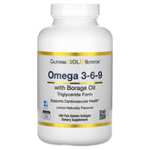 California Gold Nutrition Omega 3-6-9s - EPA, DHA & GLA | Lemon Flavor (180 Softgels)