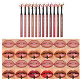 12 Colors Matte Velvet Lip Liner Set - Long Lasting Waterproof Lipstick Pencil