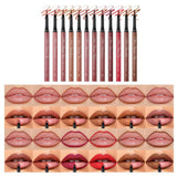 12 Colors Matte Velvet Lip Liner Set - Long Lasting Waterproof Lipstick Pencil