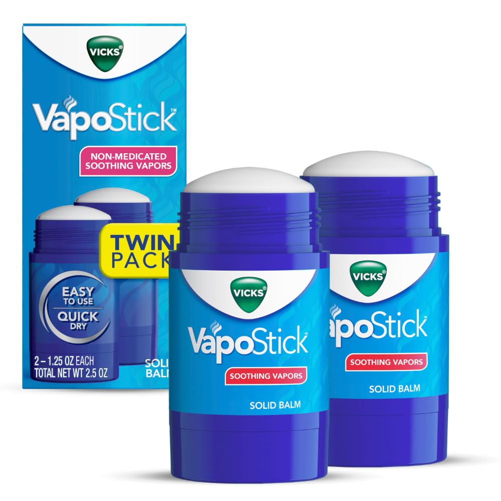 Vicks VapoStick Solid Balm - Soothing Non-Medicated Vapors, 1.25oz (2 Pack)