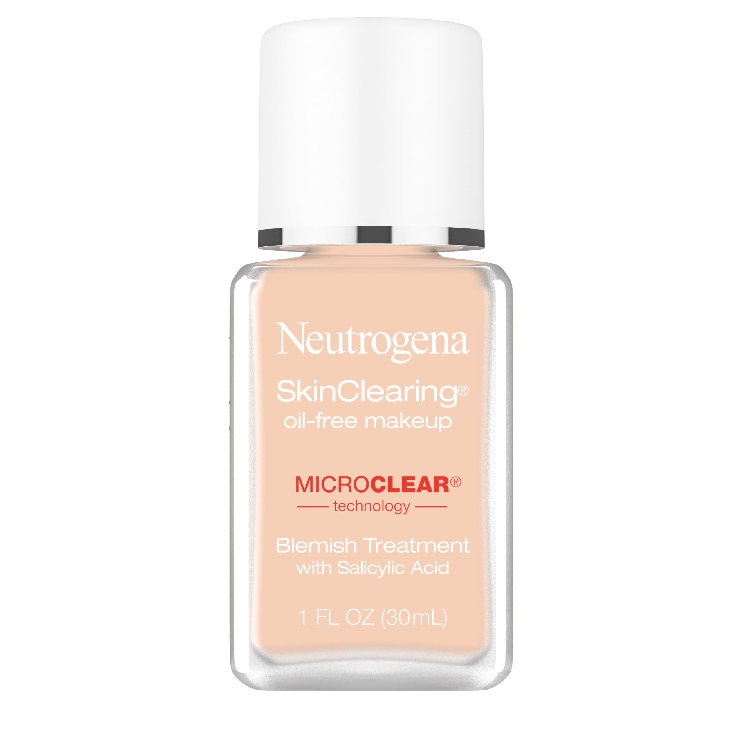 Neutrogena SkinClearing Oil-Free Acne Foundation with 0.5% Salicylic Acid - Shine Control Makeup for Acne-Prone Skin - 40 Nude - 1 fl. oz