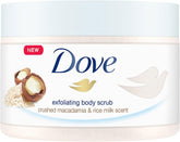 Dove Macadamia & Rice Milk Exfoliating Body Scrub 225ml