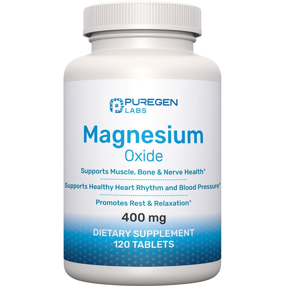 Puregen Labs Magnesium 400mg High Potency Supplement for Immune Support & Muscle Recovery