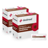 Dealmed Povidone Iodine 10% Swabsticks - 50/Box (Pack of 2) Individually Sealed for Wound Care