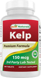 Best Naturals Kelp Supplement 150mcg - Thyroid Support & Iodine - 300 Tablets