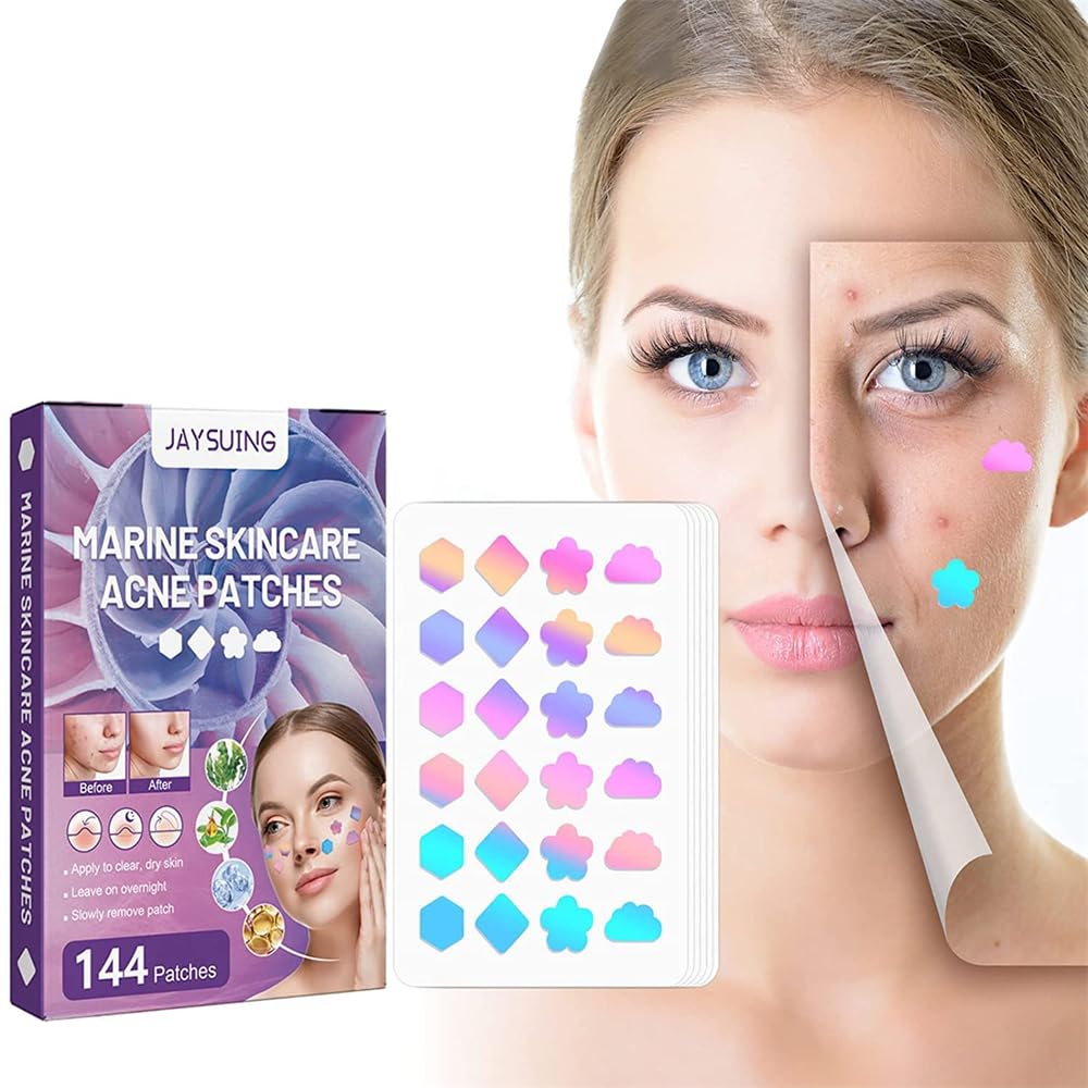 Acne Patches with Natural Green Algae Extract & Tea Tree Oil - Hydrocolloid Pimple Patches for Face, 144 Dots