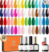 Modelones 32-Piece Gel Nail Polish Kit - 28 Rainbow Colors with Glossy & Matte Top Coats